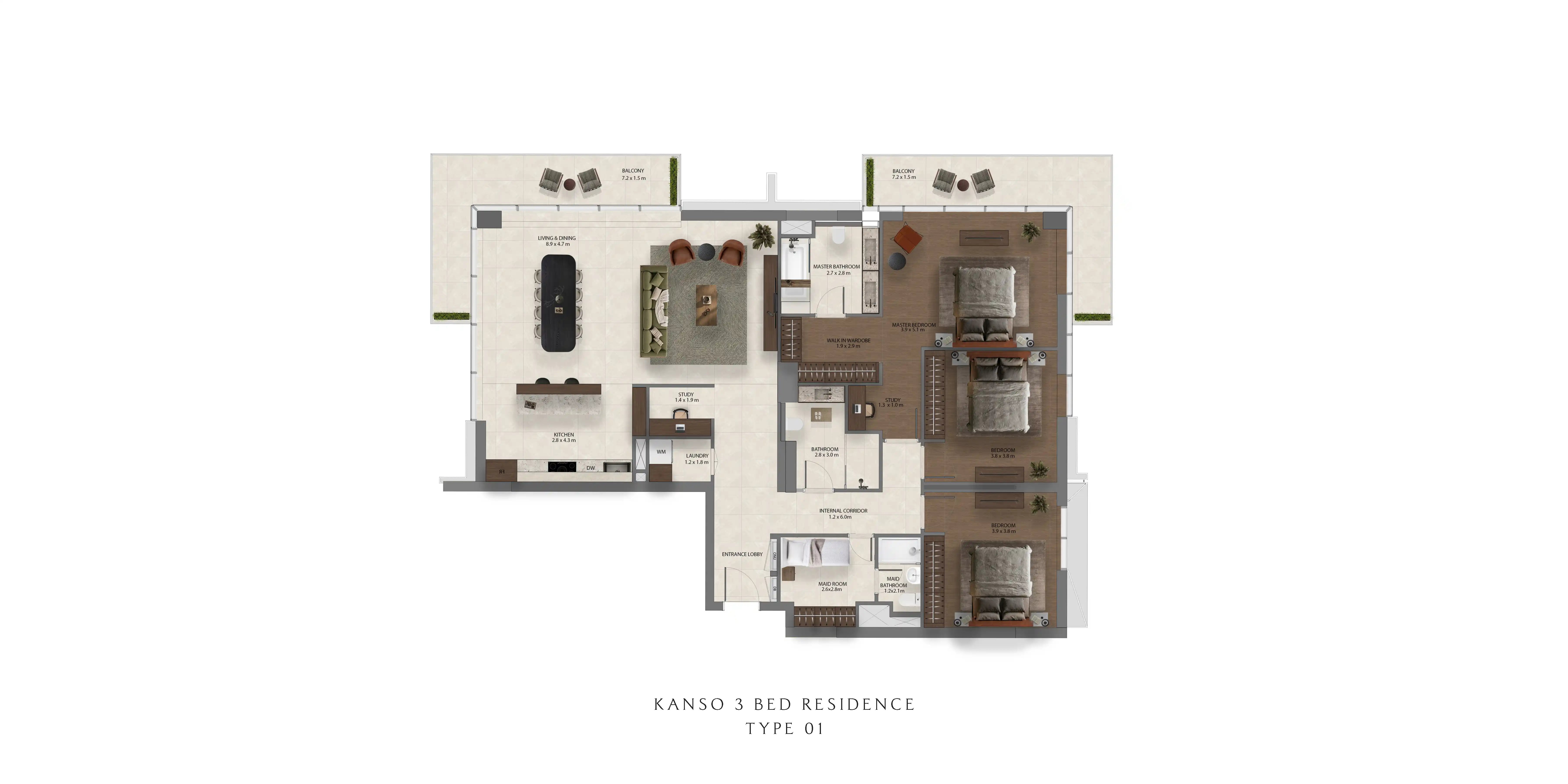 3 Bedroom Kanso Floor Plan