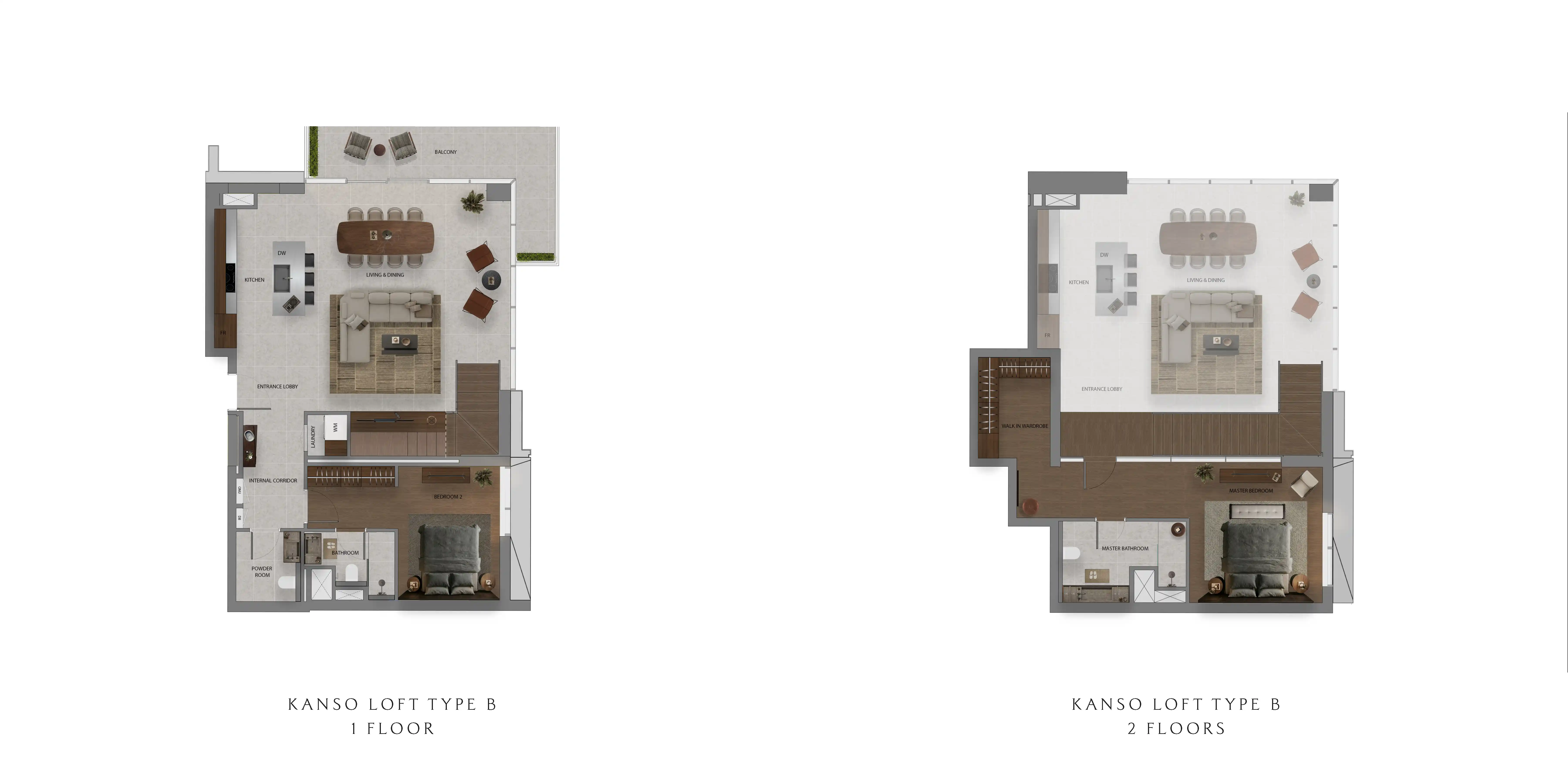 2 Bedroom Kanso Loft Type B Floor Plan