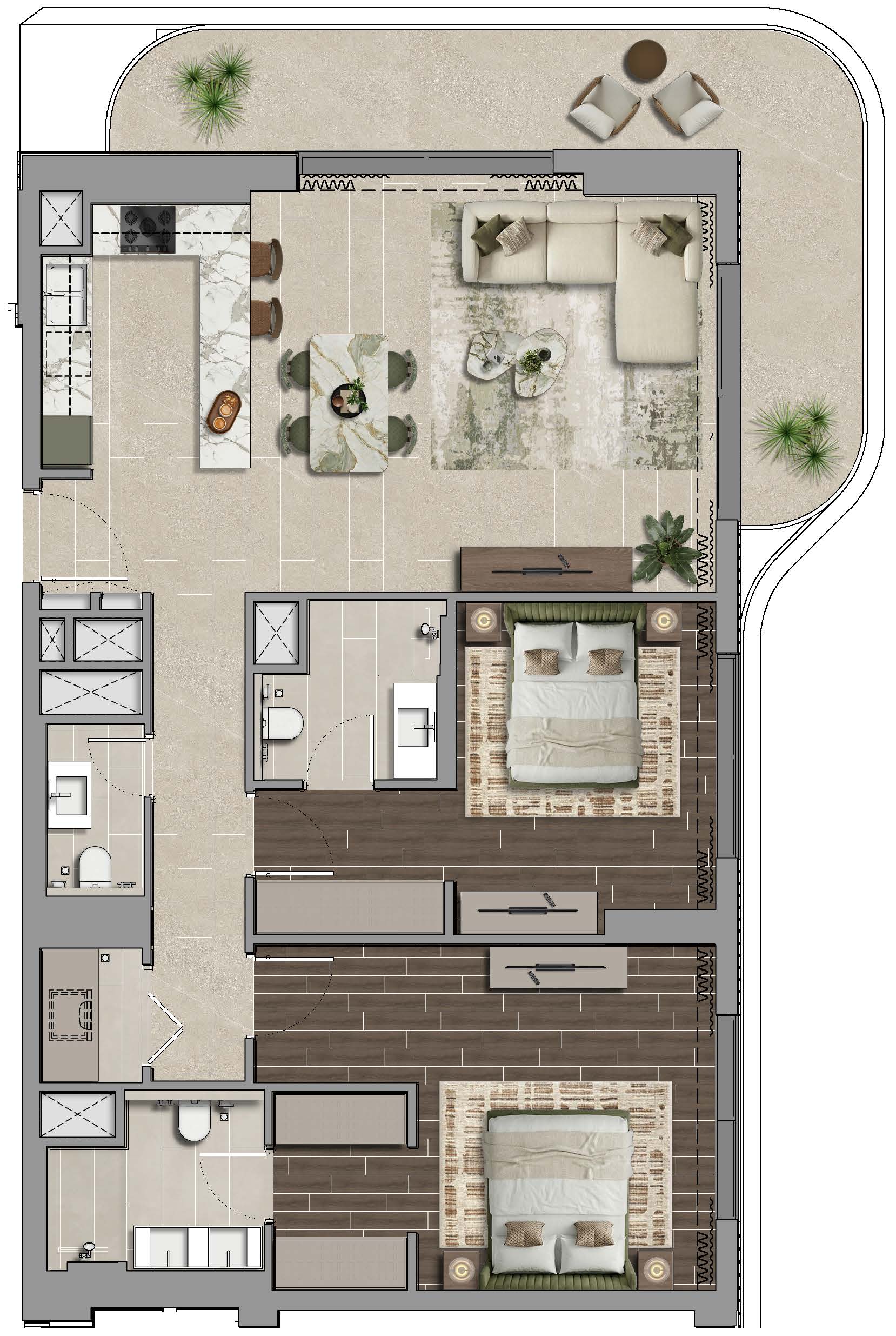 2 Bedroom Floor Plan